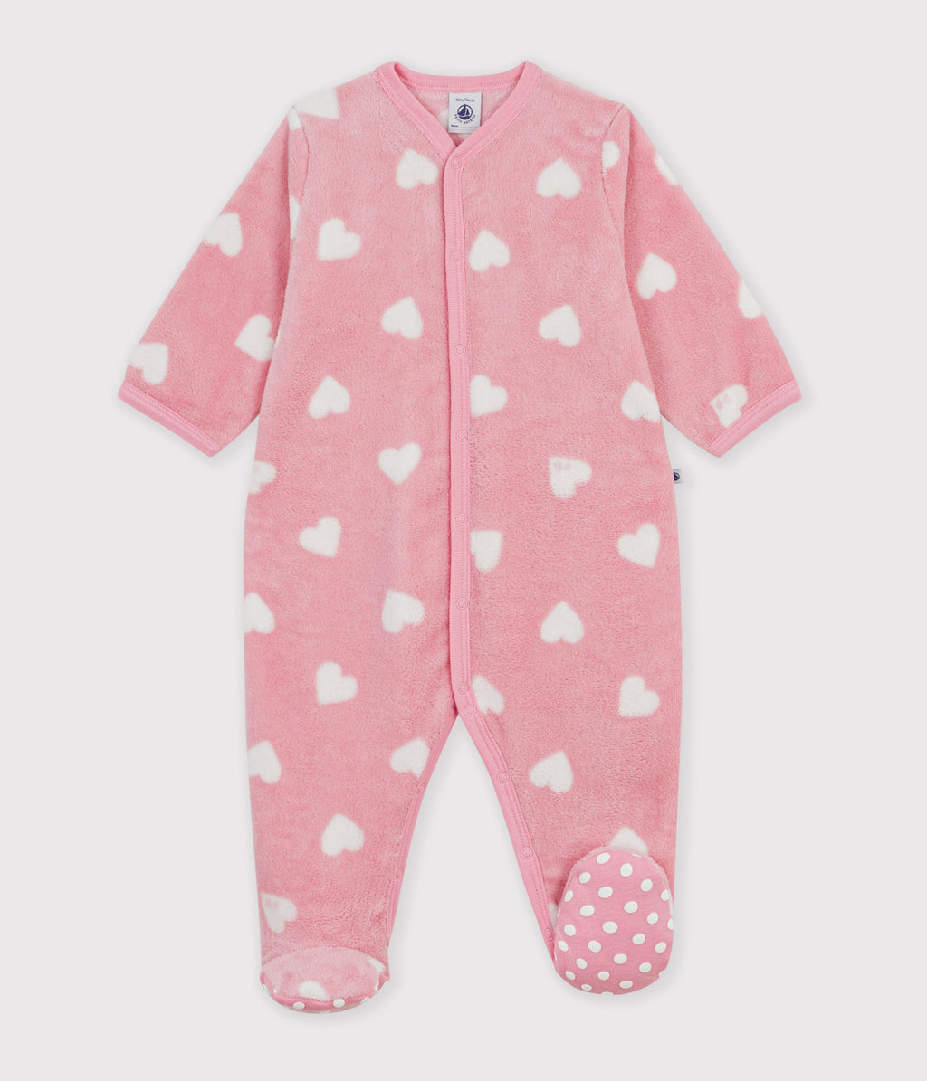 surpyjama bebe en polaire imprime coeurs