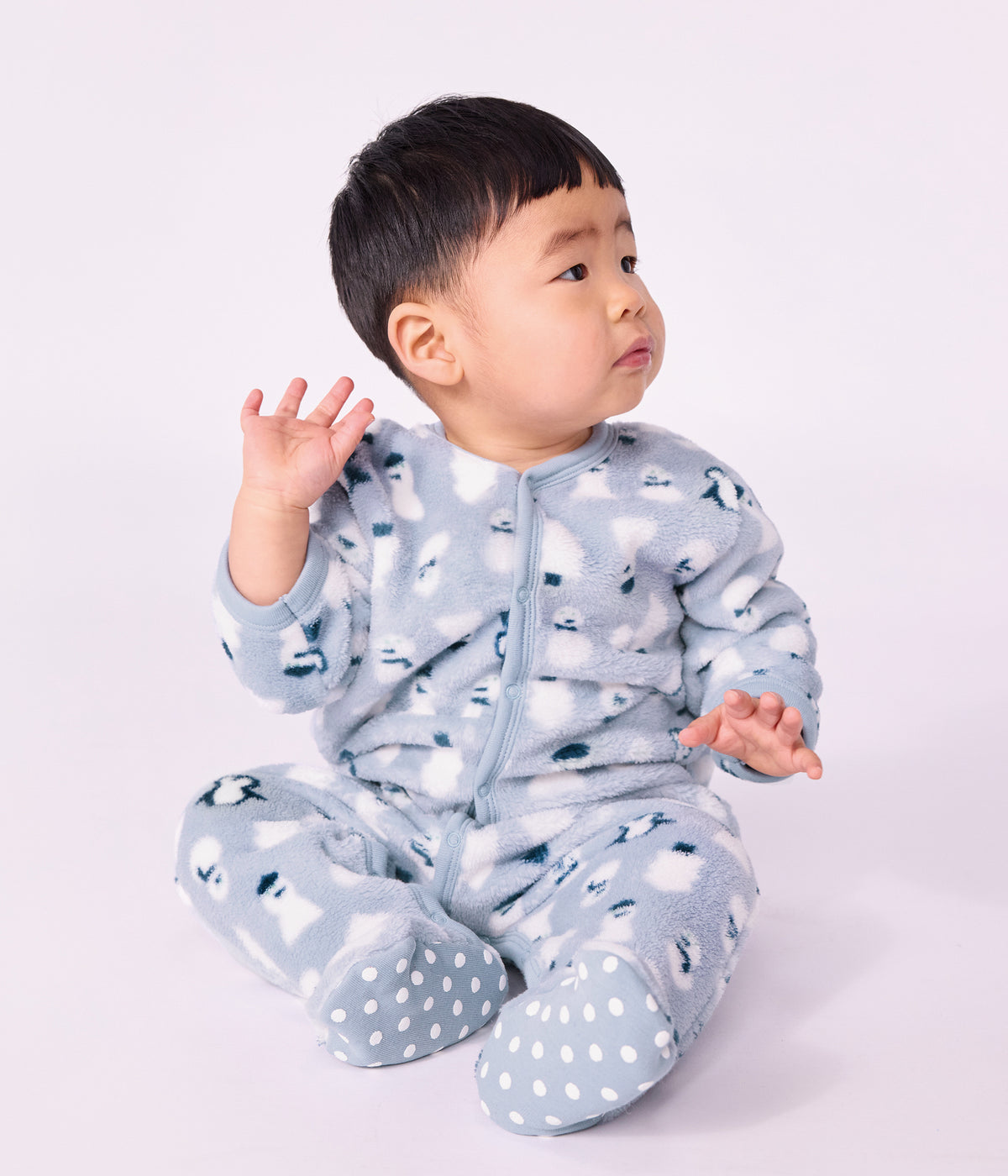 surpyjama bebe en polaire imprime bonhomme de neige