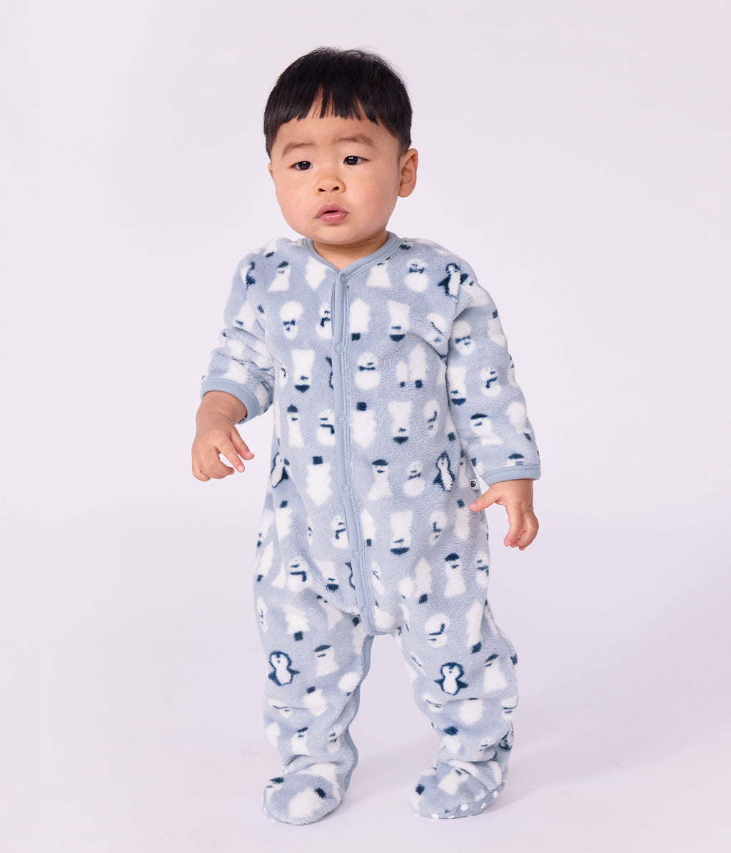 surpyjama bebe en polaire imprime bonhomme de neige