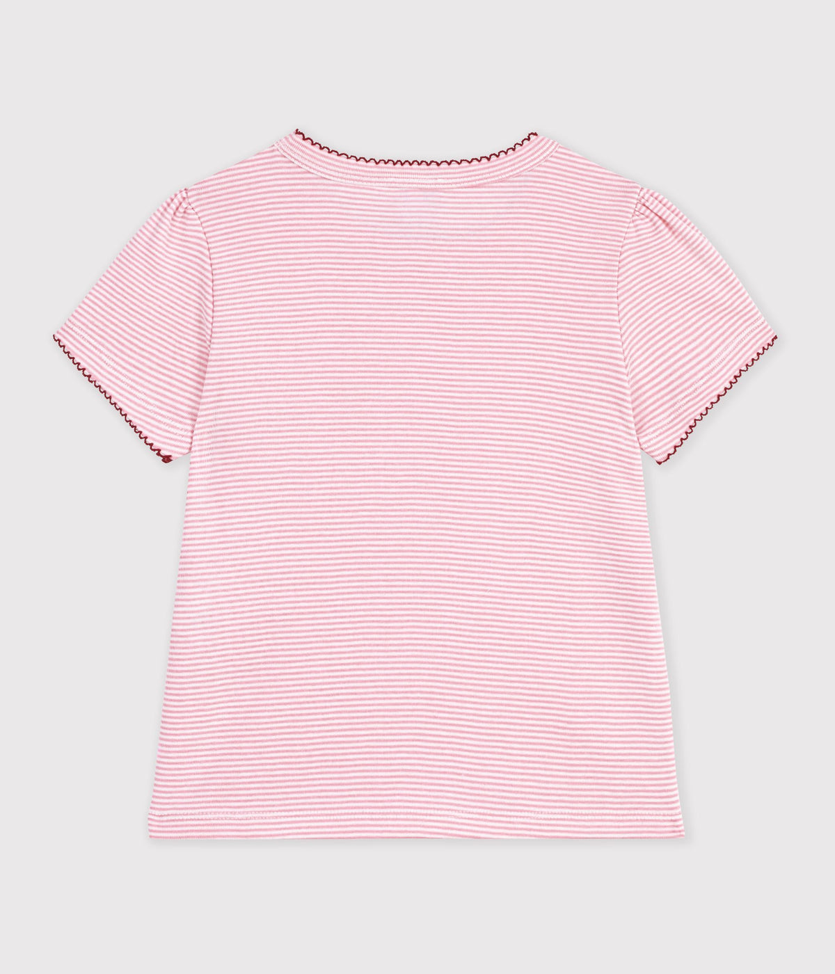 tee shirt enfant manches courtes a rayures rose