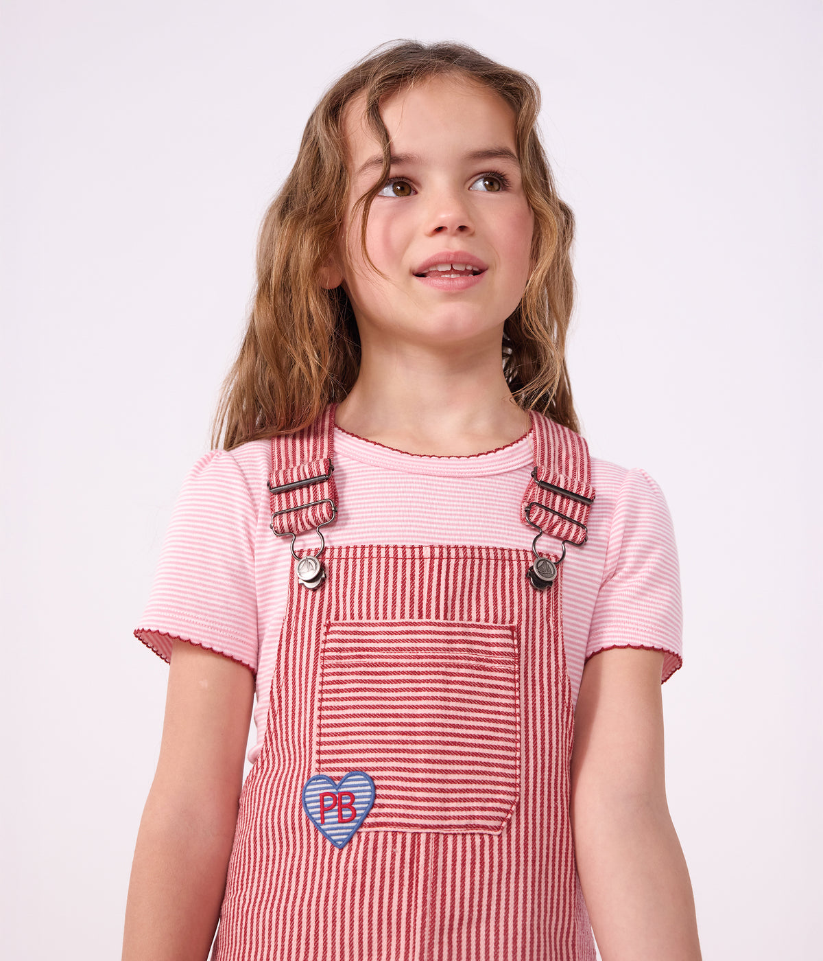 tee shirt enfant manches courtes a rayures rose