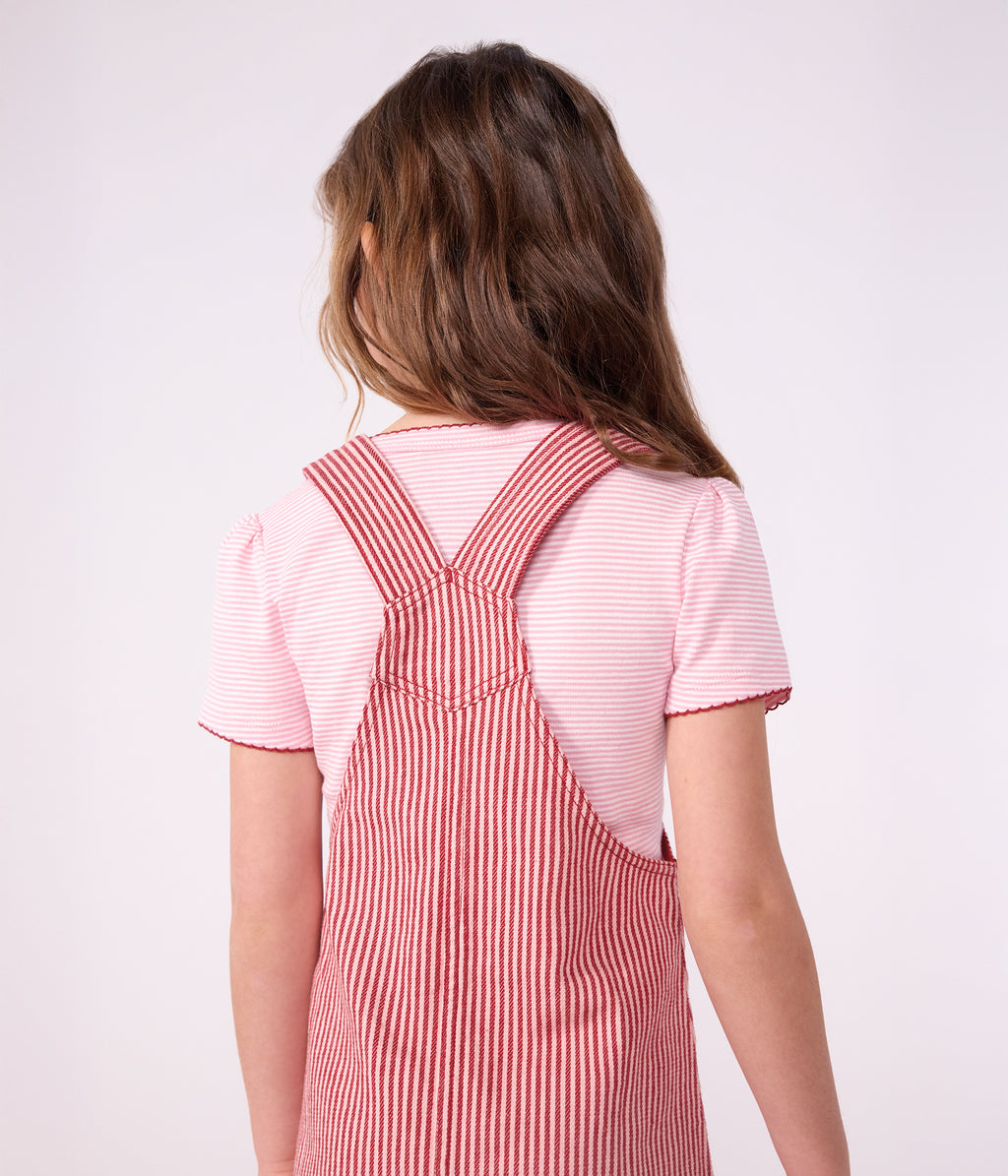 tee shirt enfant manches courtes a rayures rose