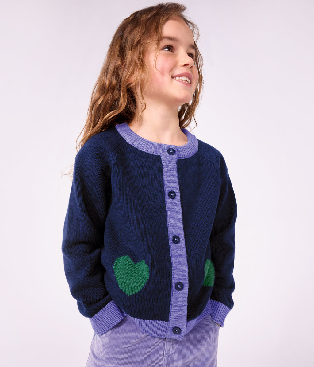 cardigan enfant en laine et coton uni