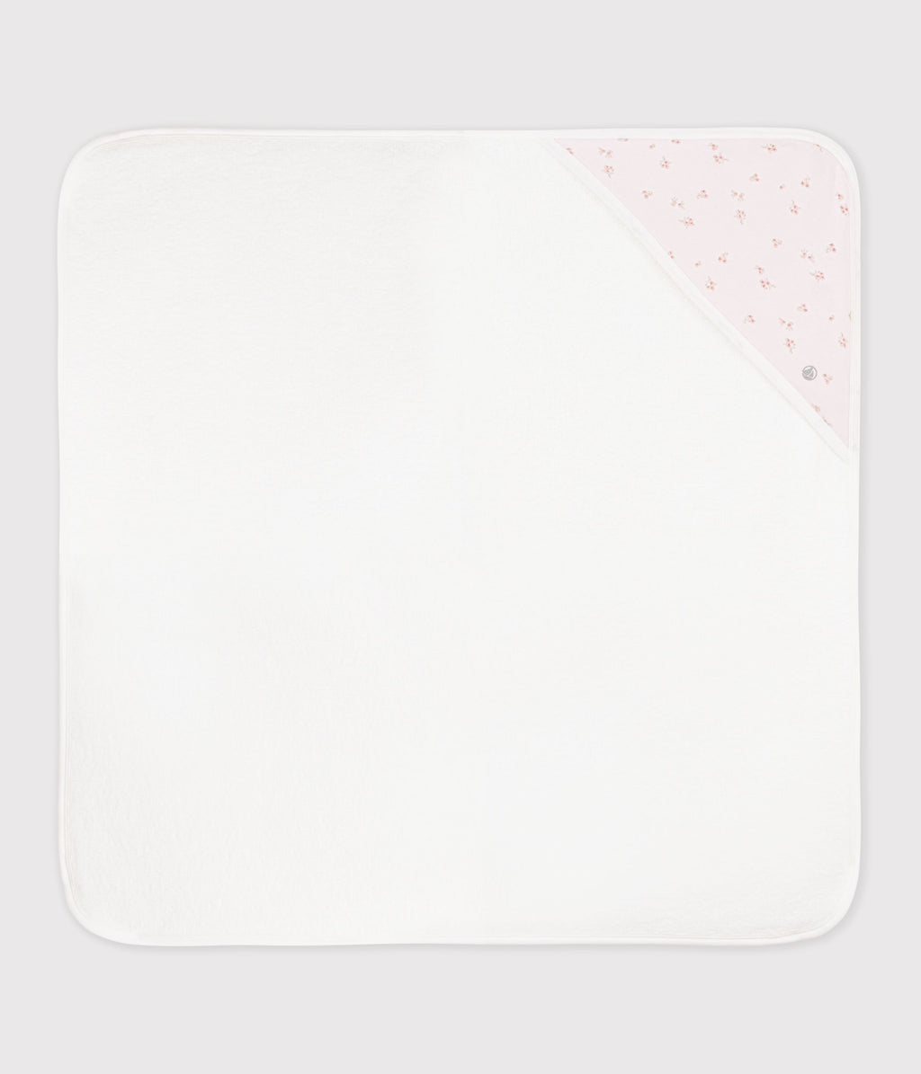 carre de bain bebe en coton rose