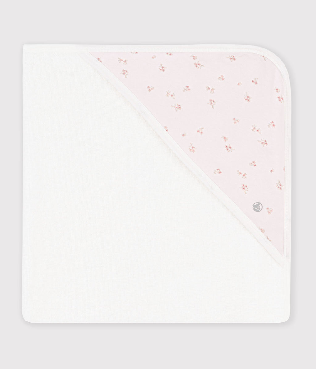 carre de bain bebe en coton rose