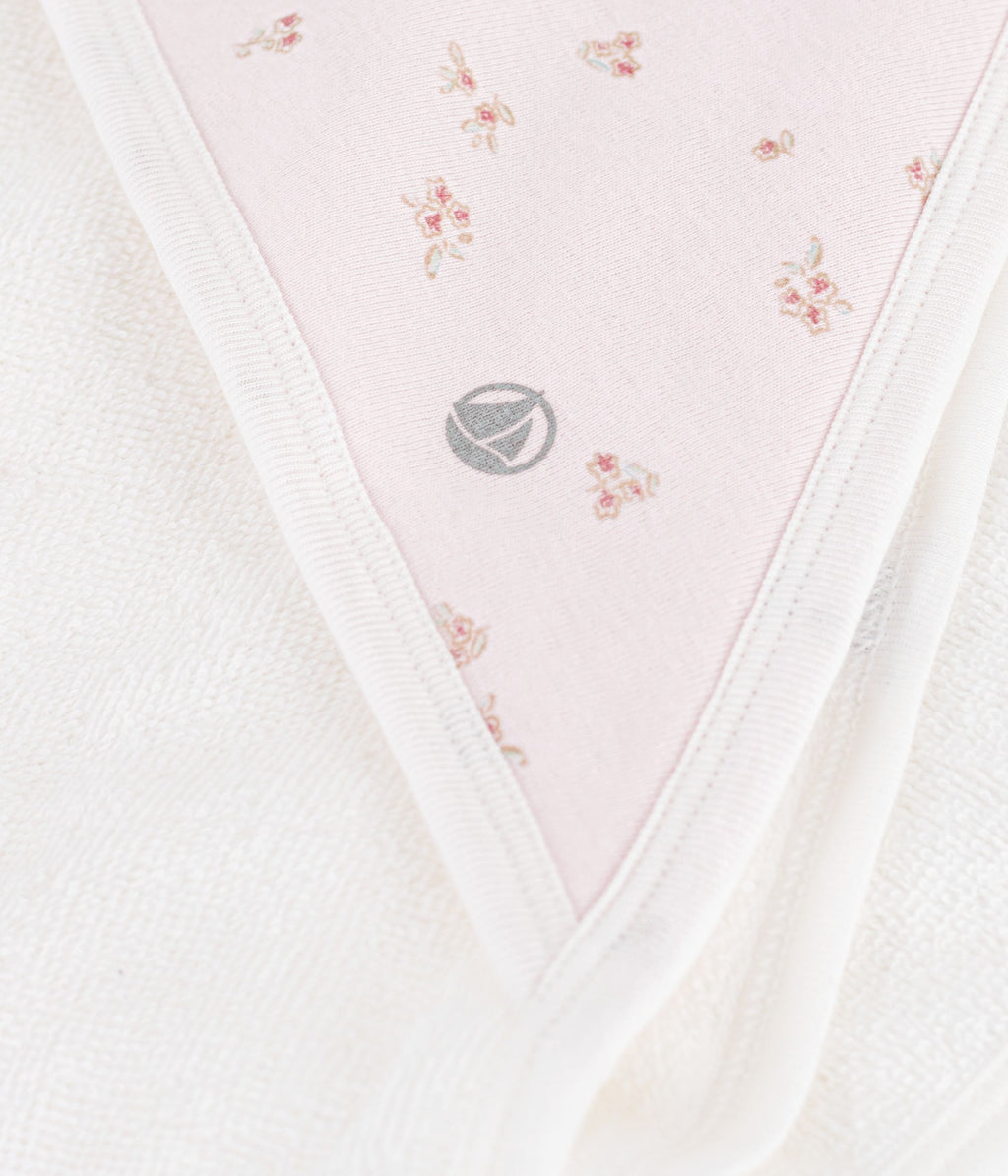 carre de bain bebe en coton rose
