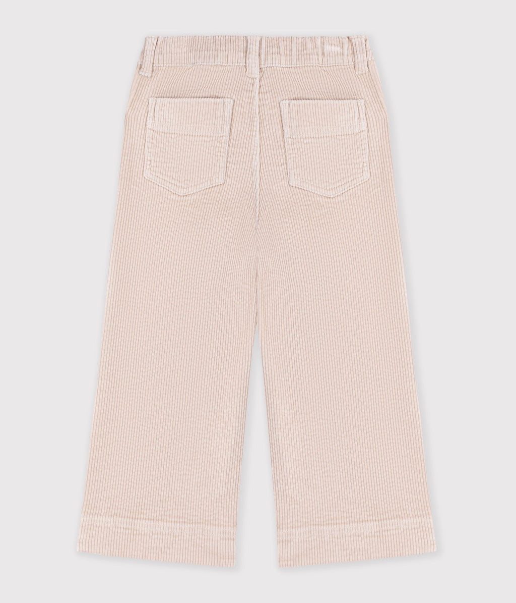 pantalon wide leg enfant en velours beige clair
