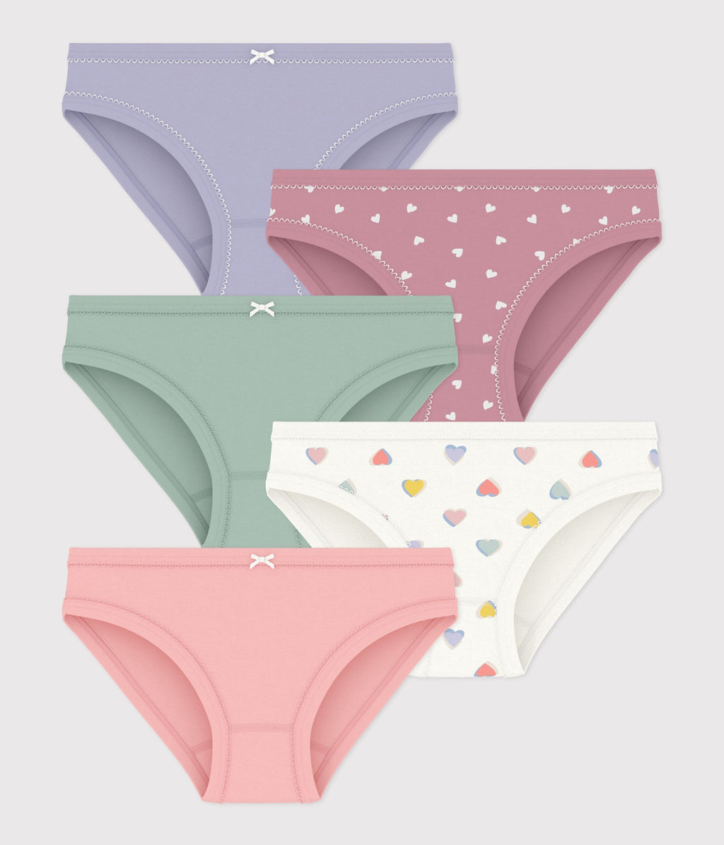 lot de culottes enfant en coton a coeurs multicouleur