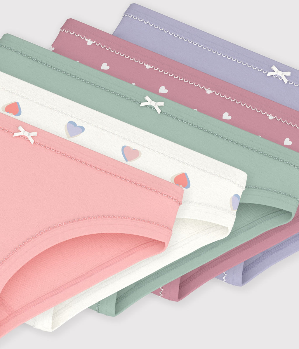 lot de culottes enfant en coton a coeurs multicouleur