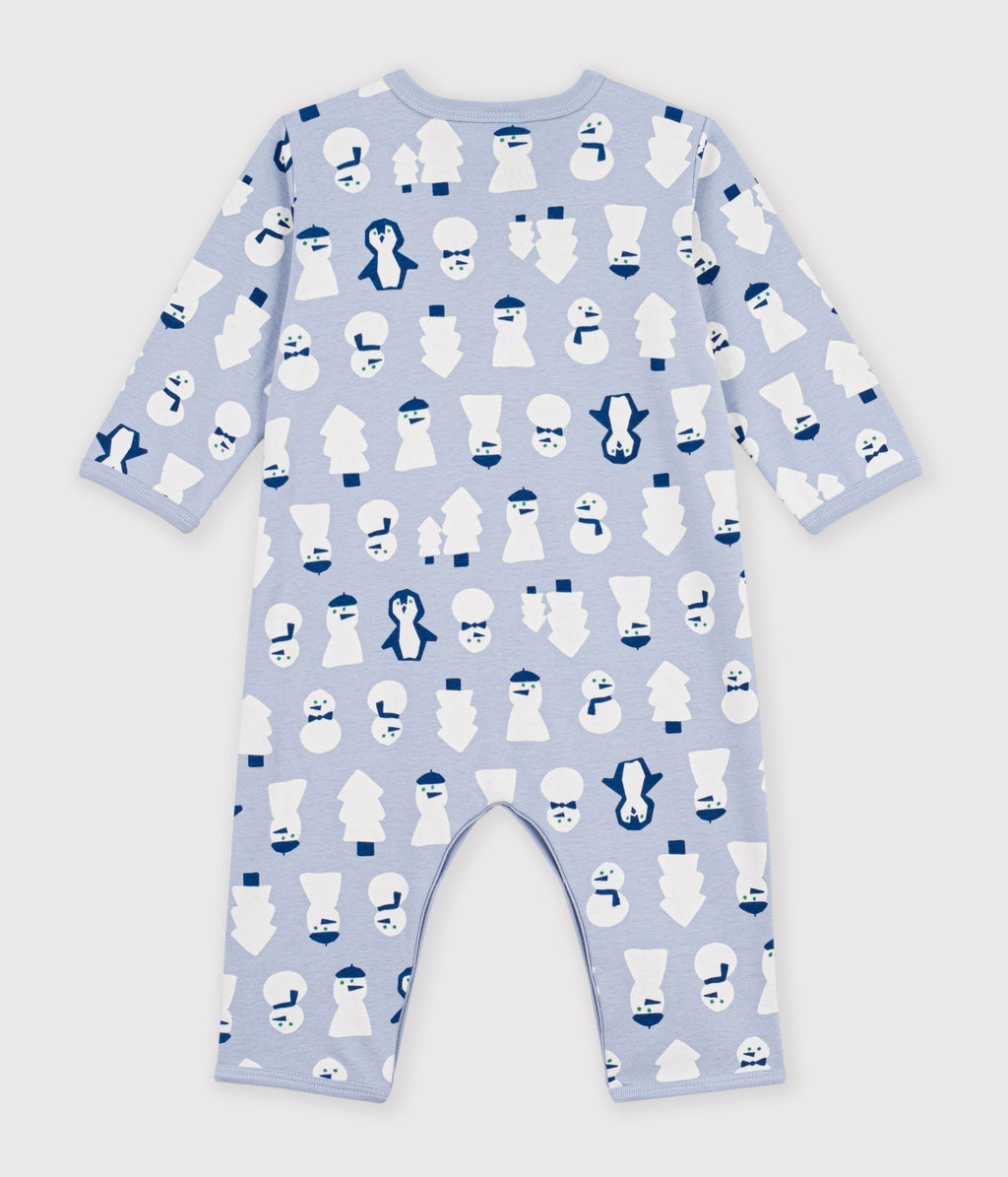 pyjama bebe en coton sans pieds imprime bonhommes de neige