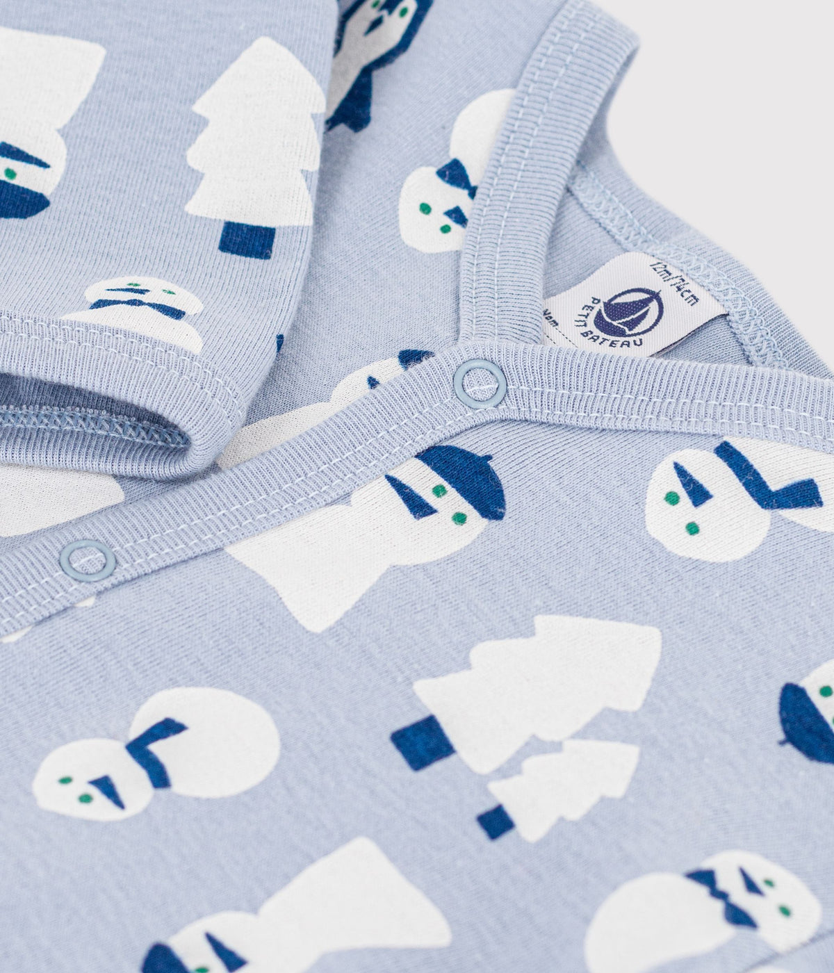 pyjama bebe en coton sans pieds imprime bonhommes de neige
