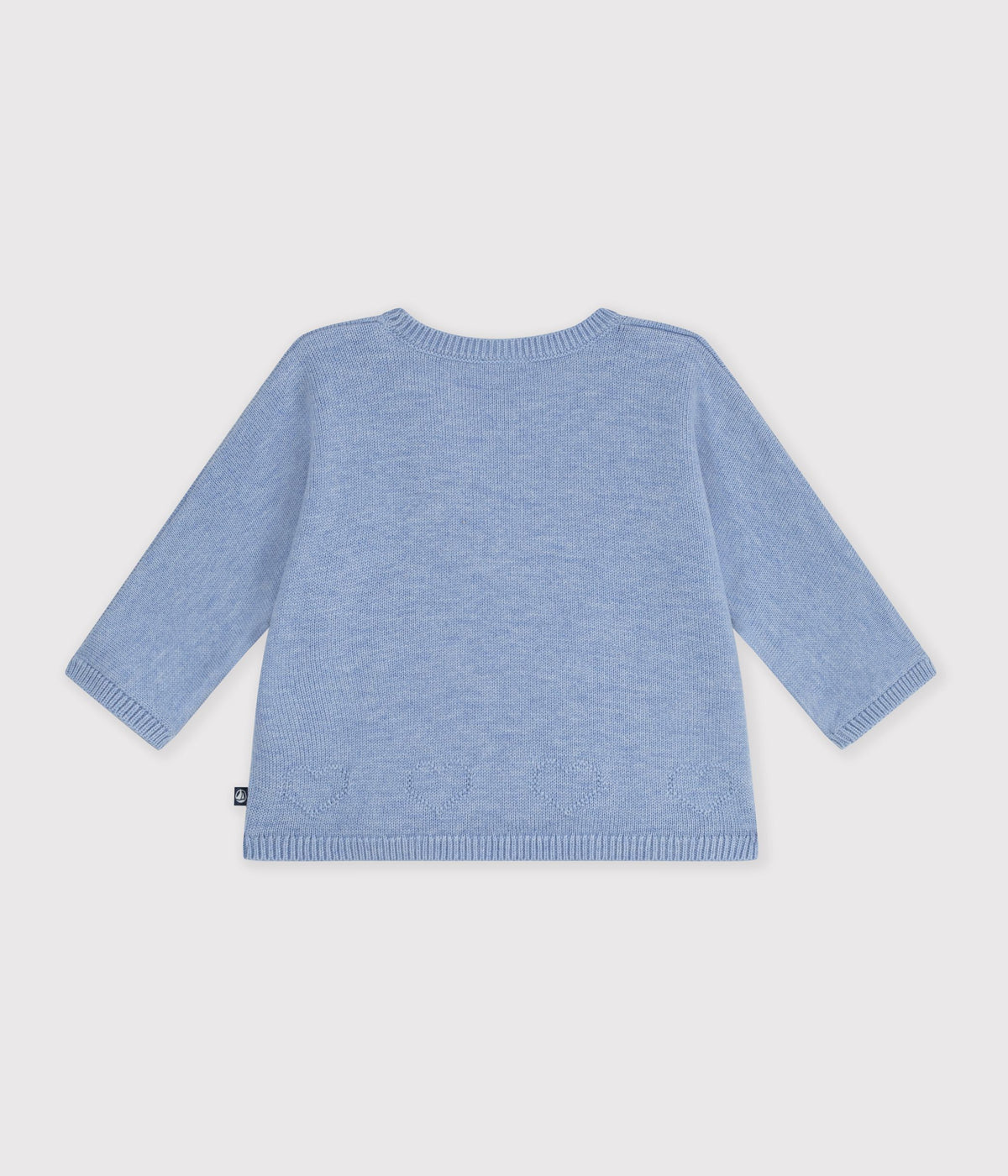 brassiere bebe cache coeur en tricot laine et coton ajoure