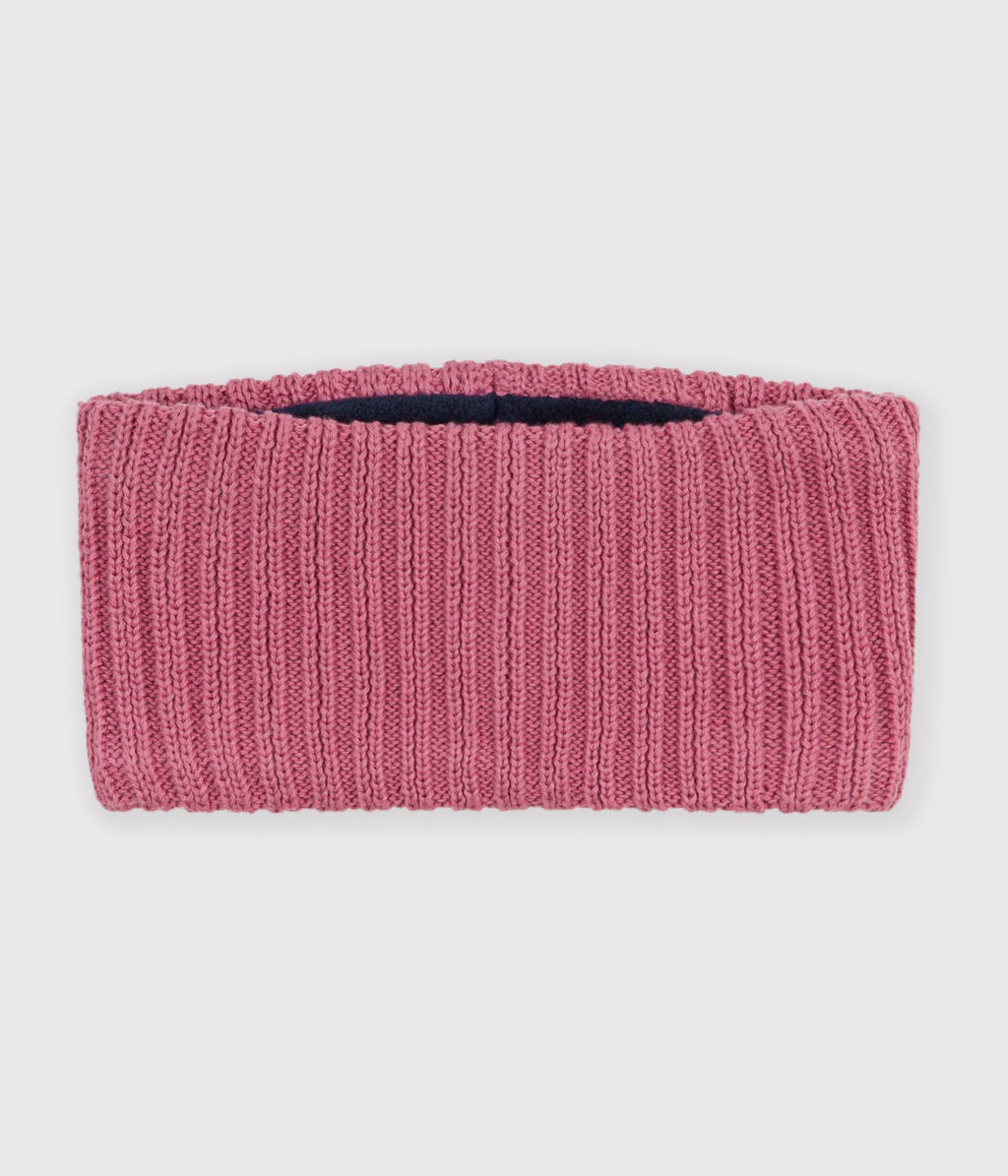snood bebe en tricot uni double polaire rose
