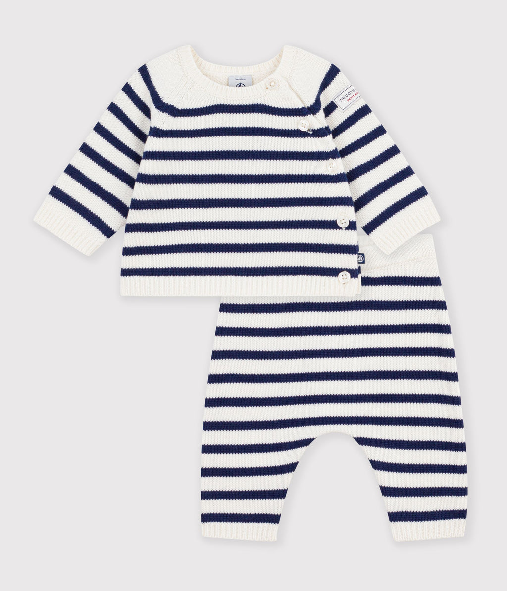 ensemble bebe en tricot a rayures