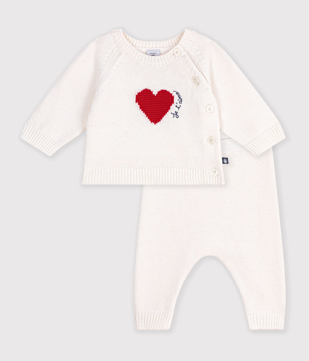 ensemble bebe en tricot jacquard coeur