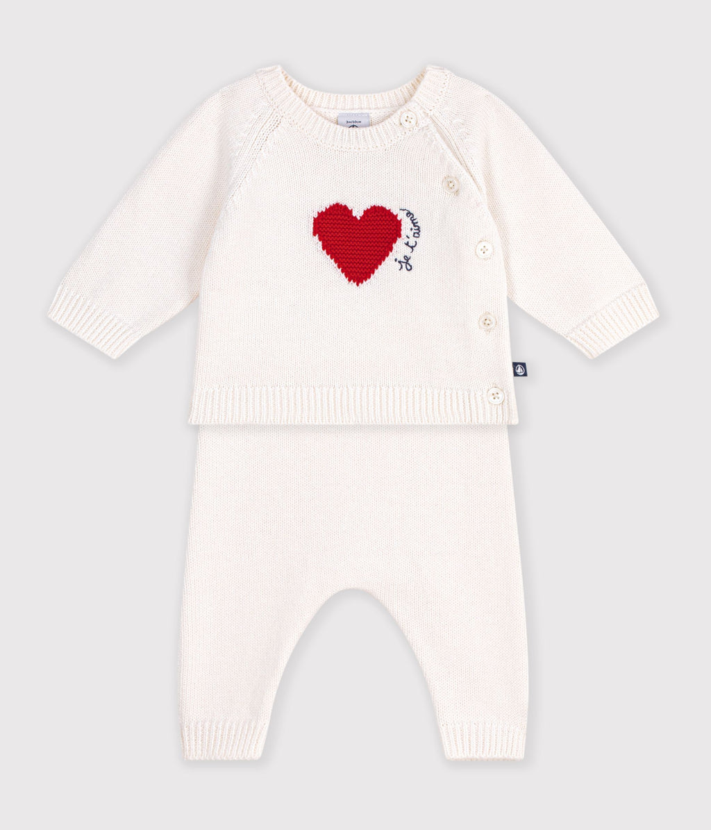 ensemble bebe en tricot jacquard coeur