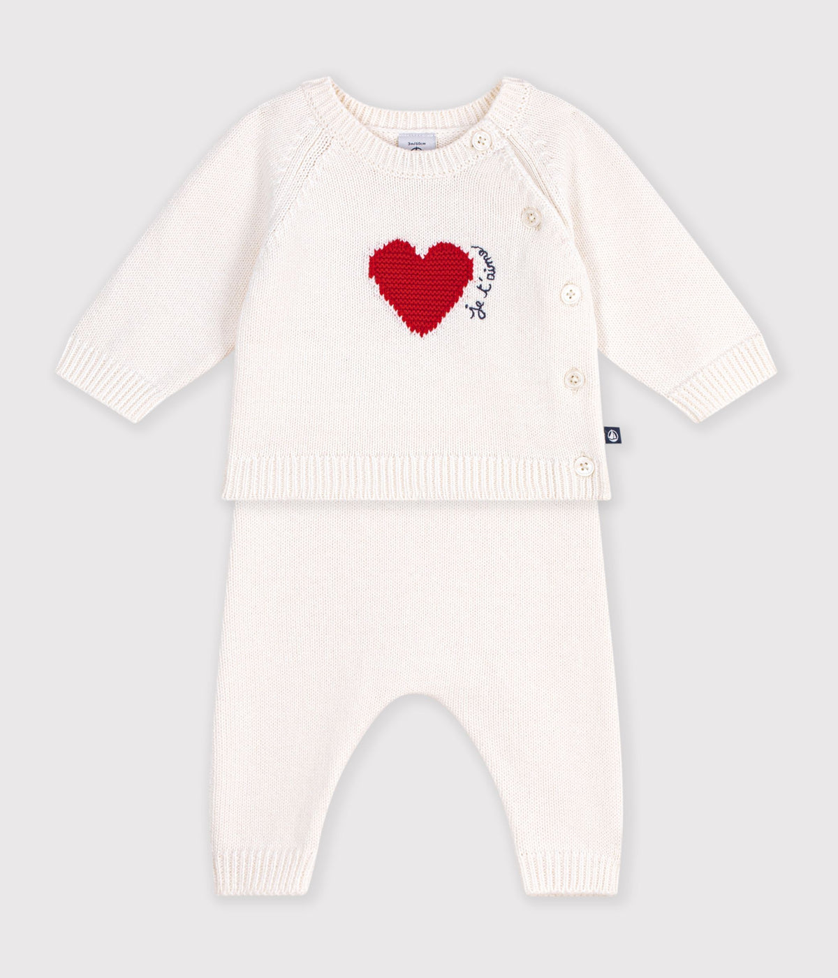 ensemble bebe en tricot jacquard coeur