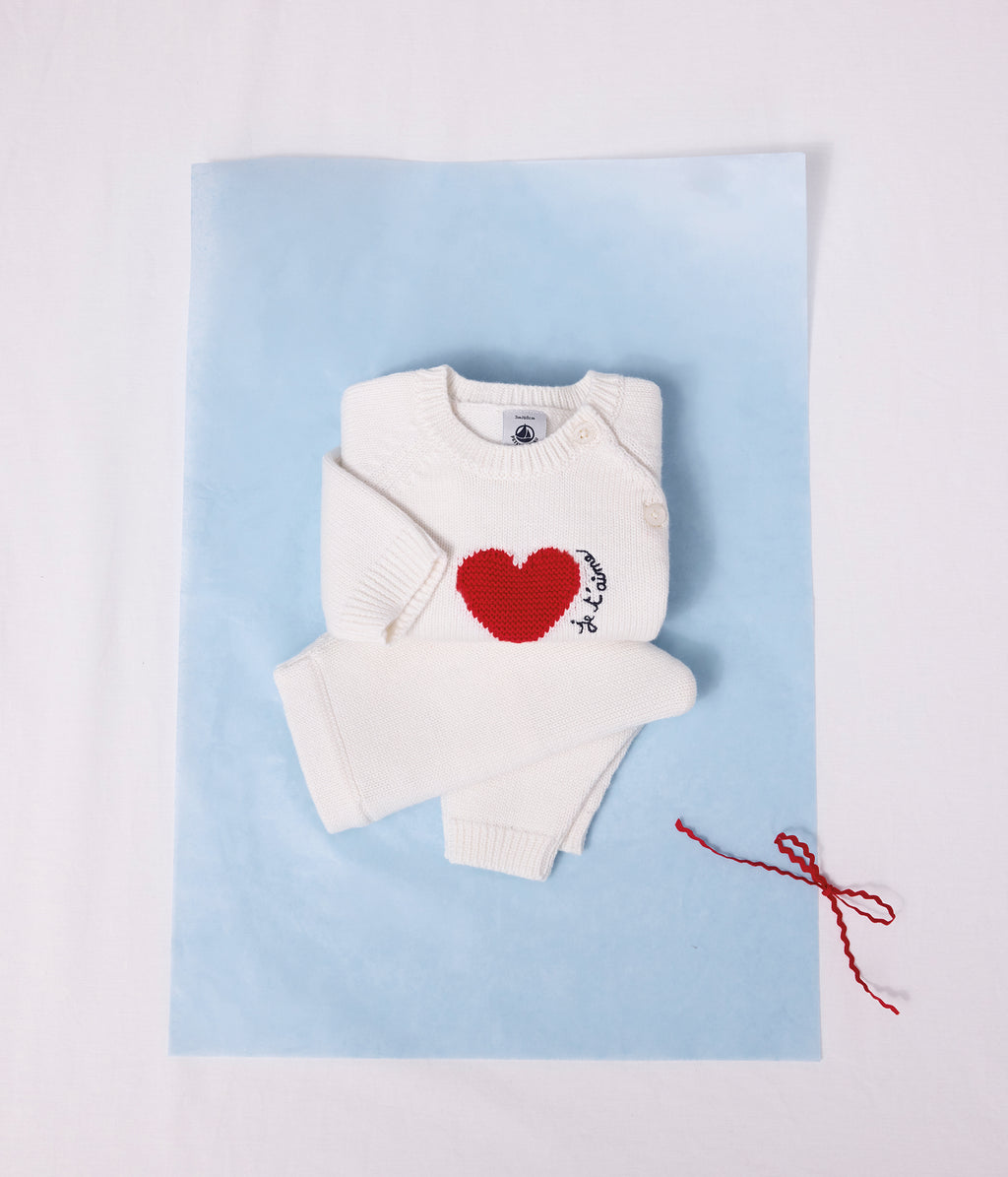 ensemble bebe en tricot jacquard coeur