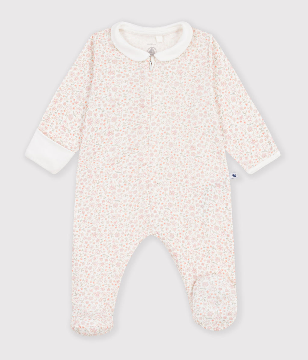 pyjama bebe en coton imprime a fleurs blanc