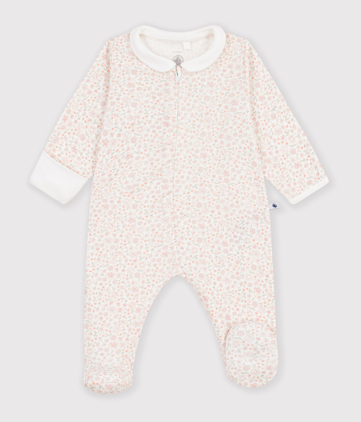 pyjama bebe en coton imprime a fleurs blanc