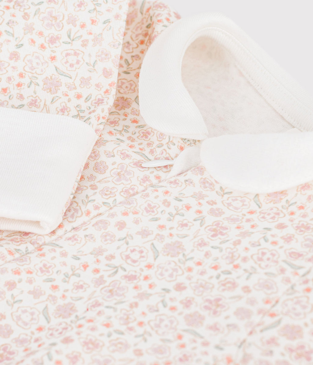 pyjama bebe en coton imprime a fleurs blanc