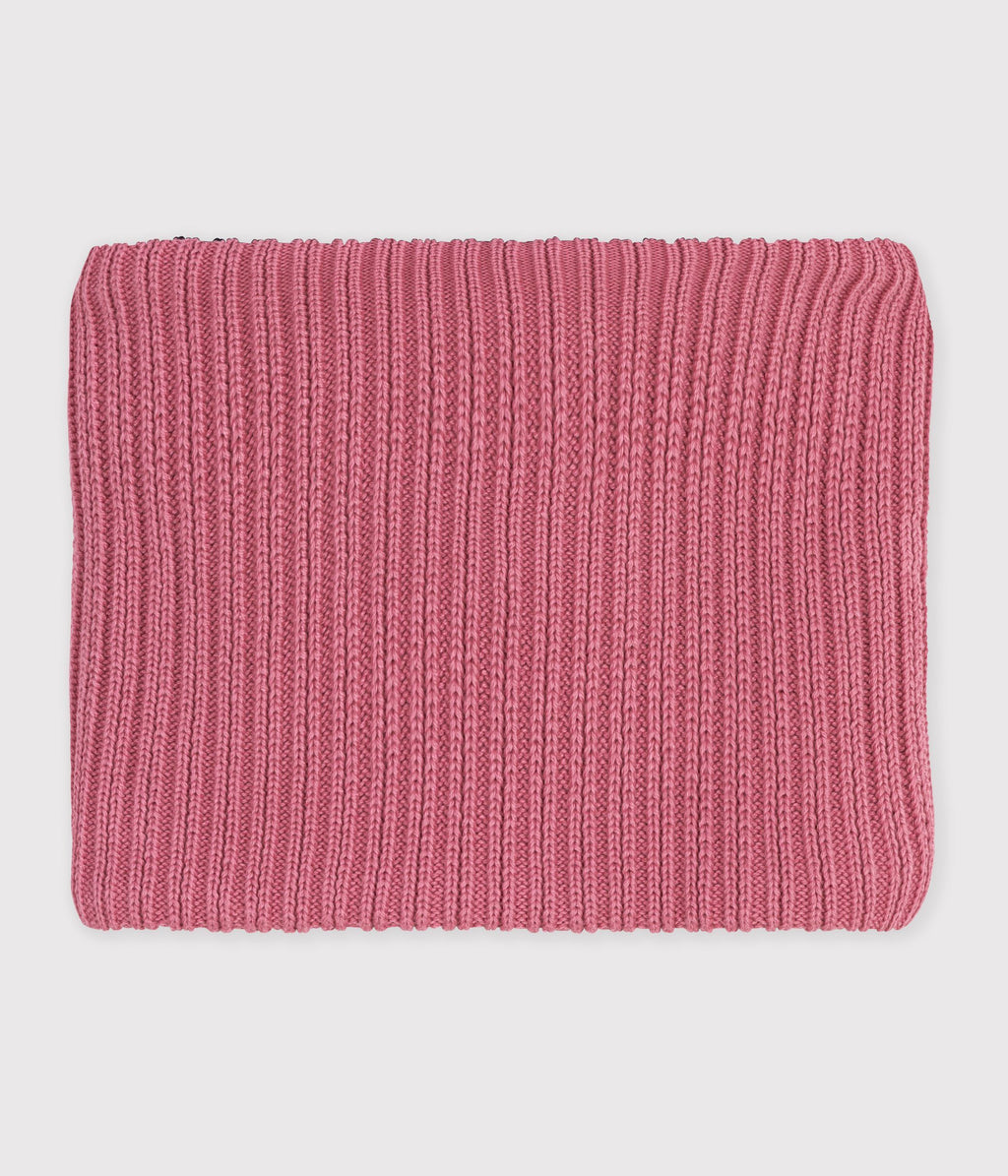 snood enfant en tricot uni double polaire rose