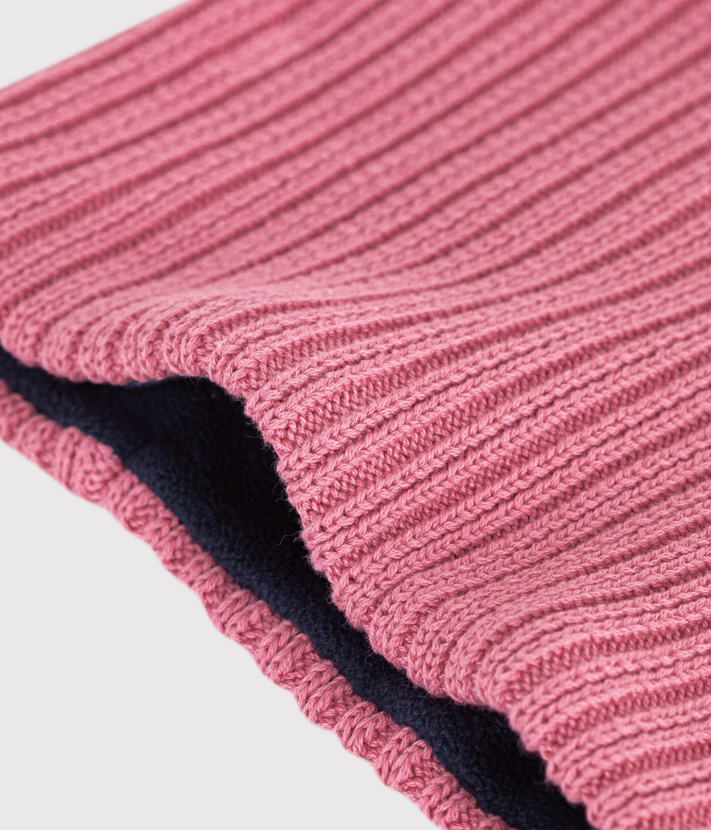 snood enfant en tricot uni double polaire rose