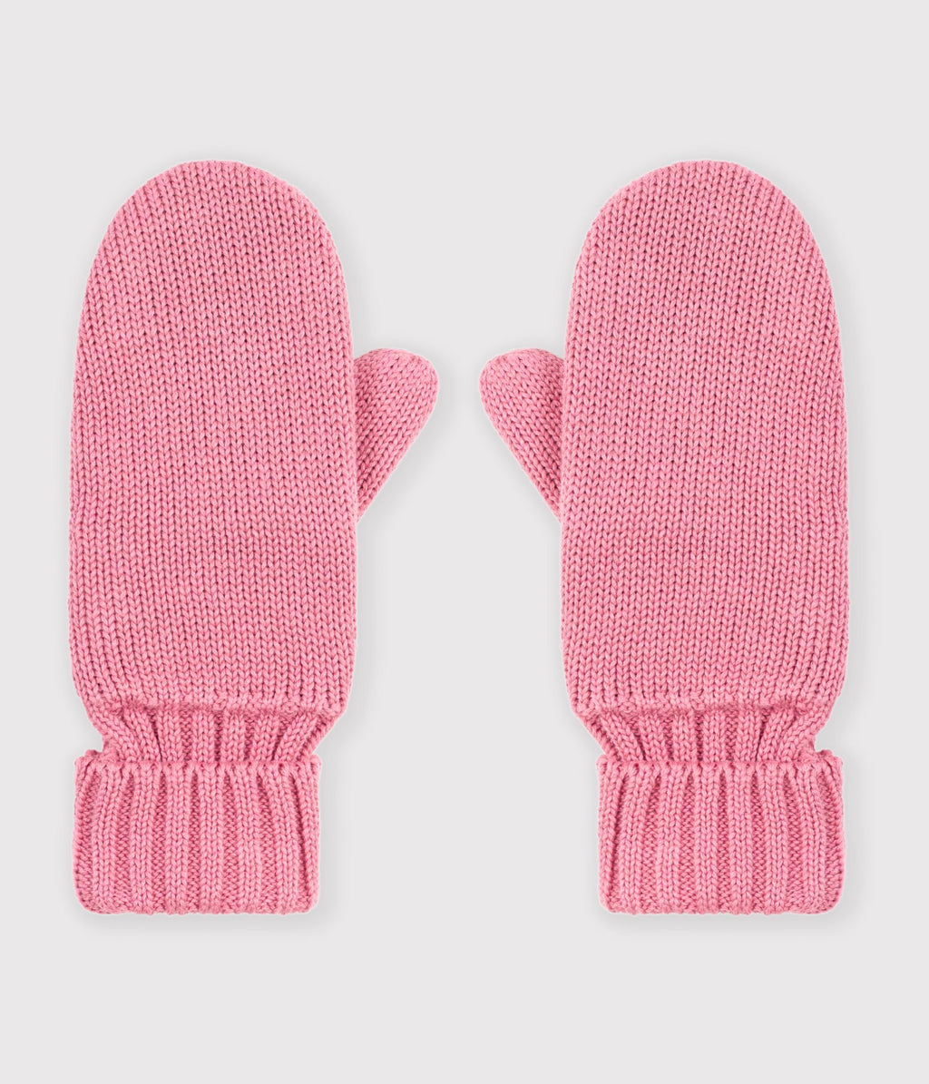 Plain knitted fleece-lined kids' mittens