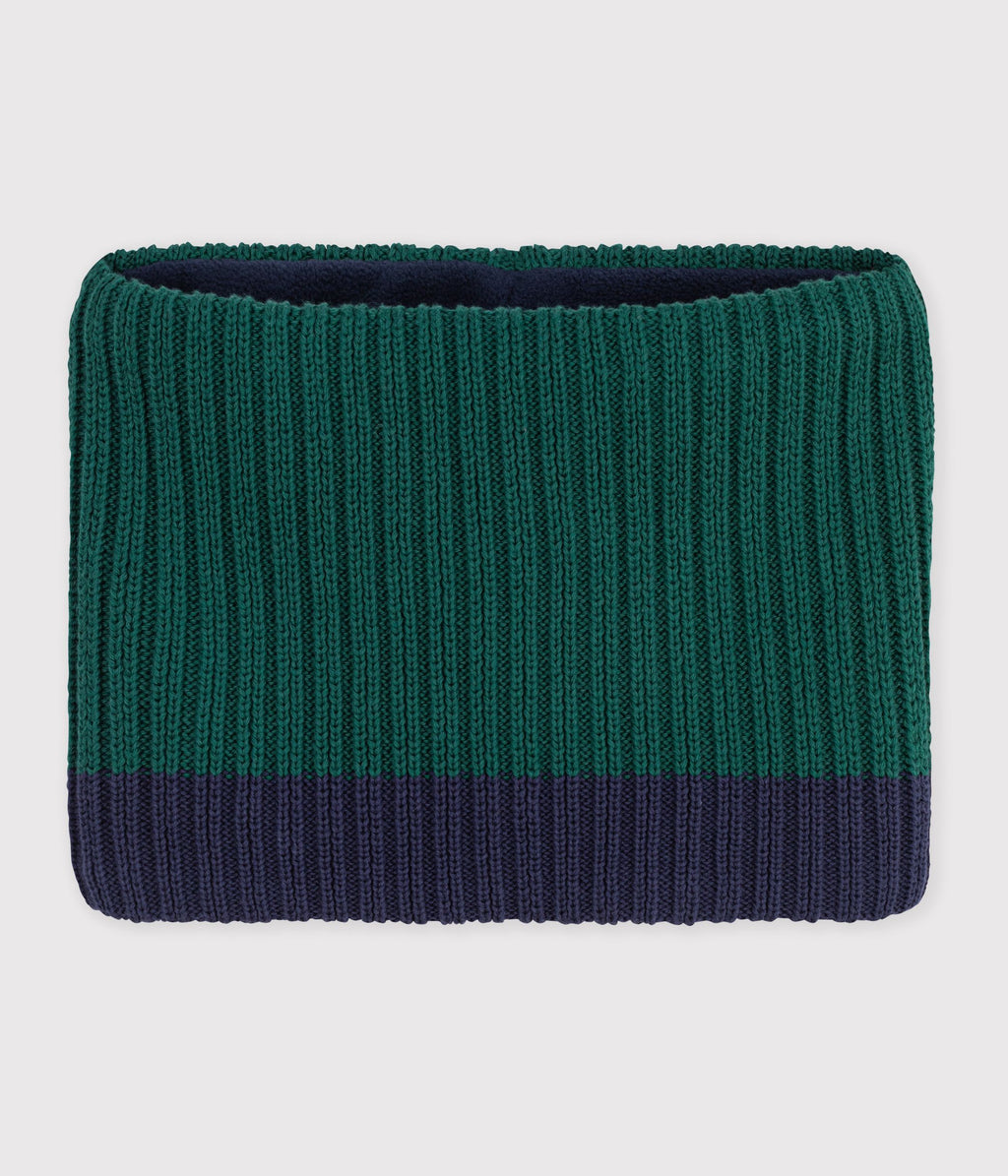 snood enfant en tricot bicolore double polaire