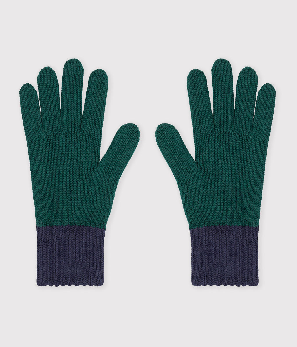 gants enfant en tricot bicolore double polaire
