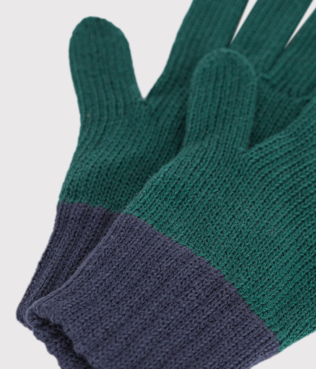gants enfant en tricot bicolore double polaire