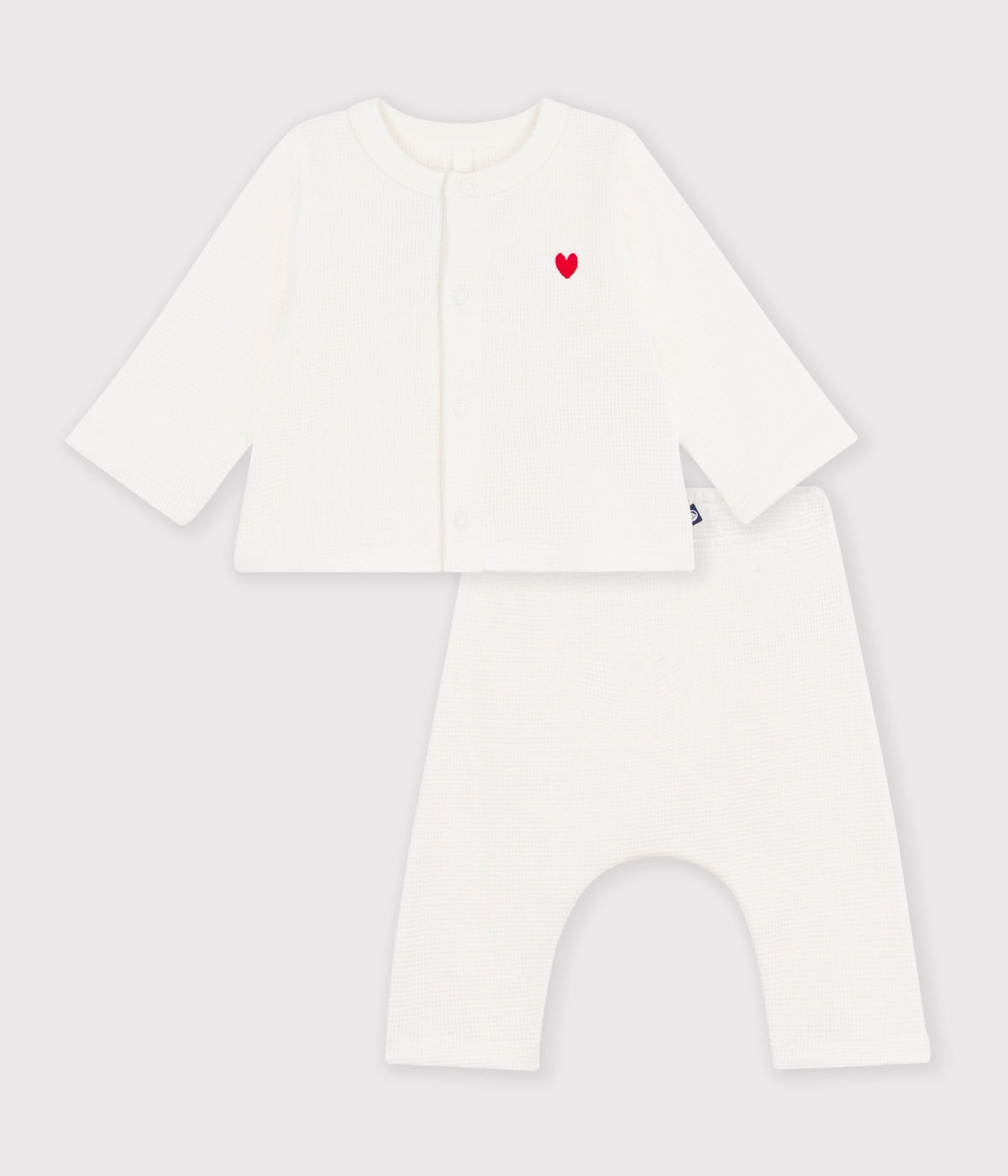 ensemble bebe en coton brode poitrine uni