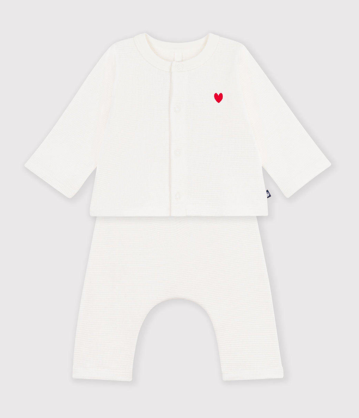 ensemble bebe en coton brode poitrine uni