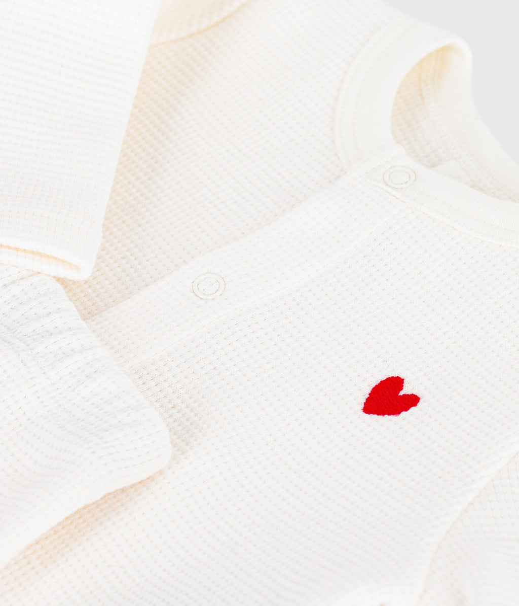ensemble bebe en coton brode poitrine uni