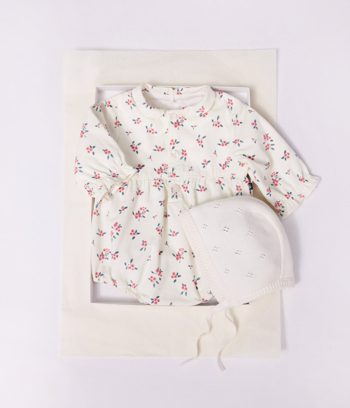 combinaison courte bebe en velours fin a col imprime