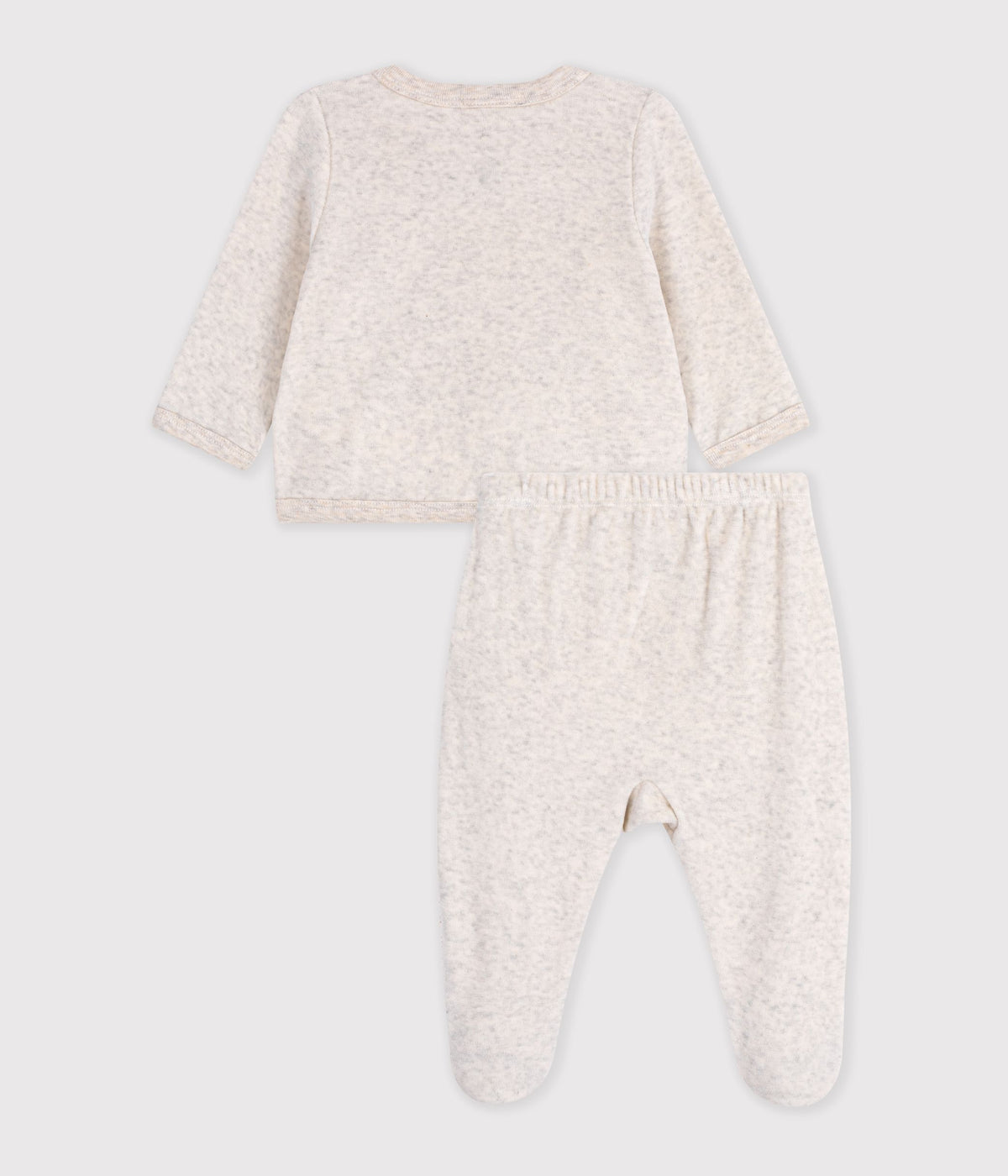 ensemble bebe en coton brode poitrine uni beige