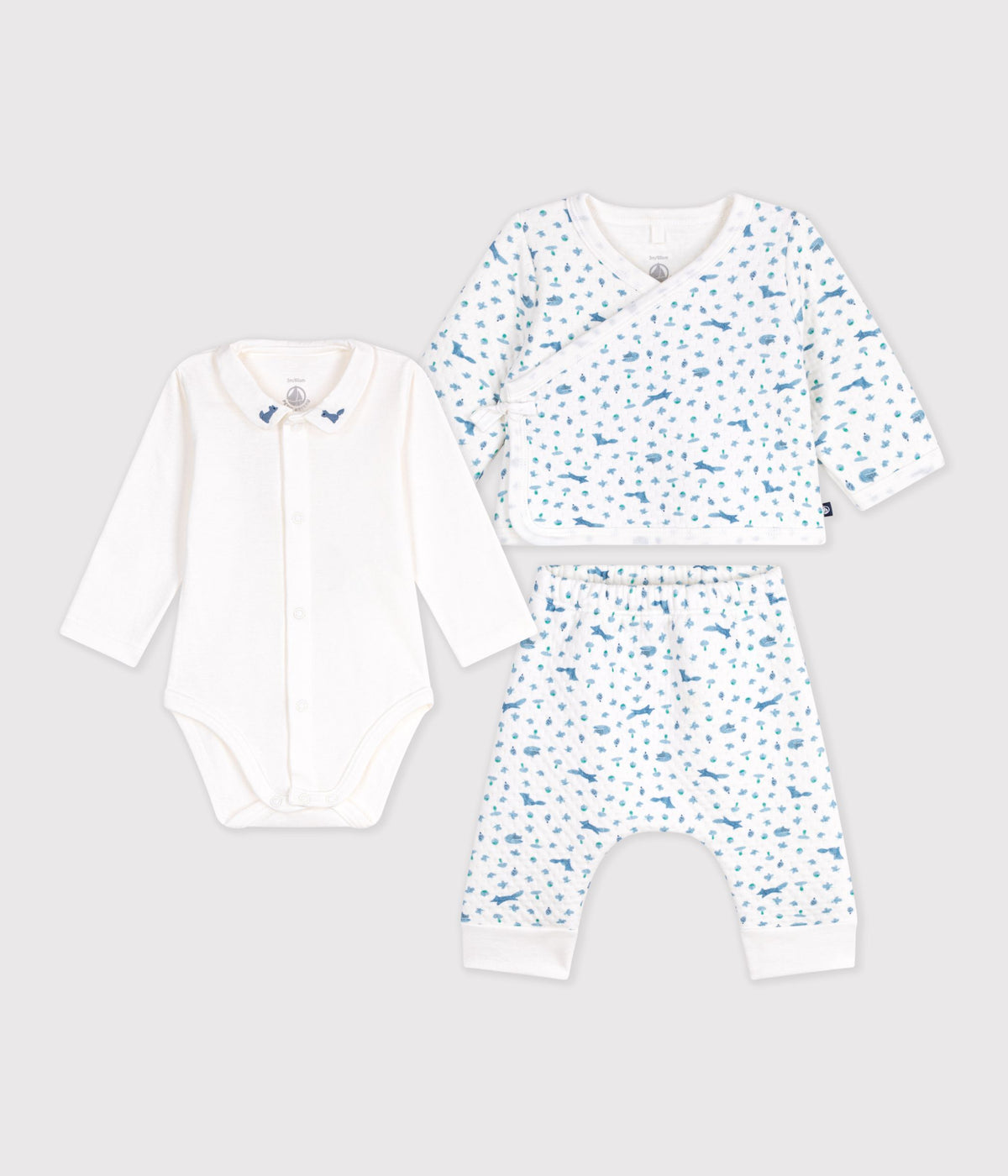 ensemble bebe en coton a col imprime renard