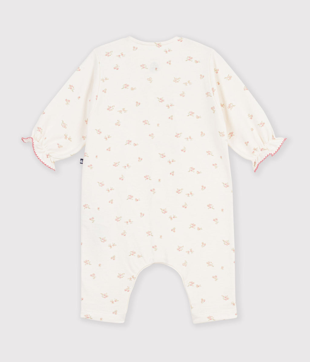 combinaison bebe en coton a volants imprimee a fleurs