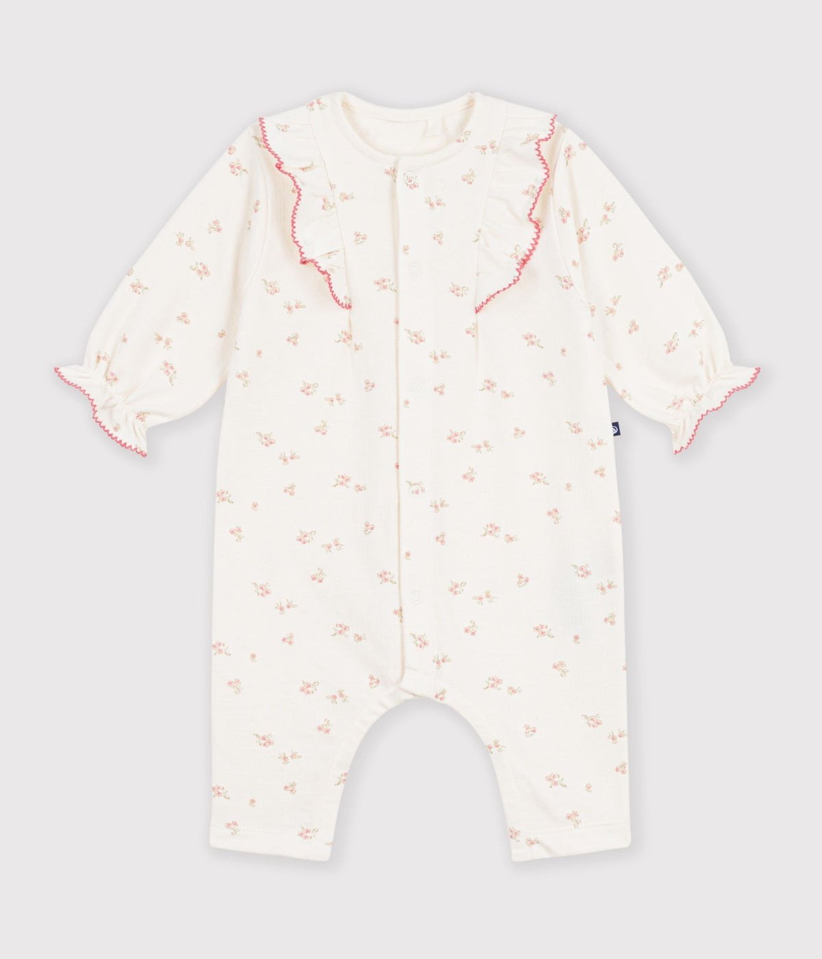 combinaison bebe en coton a volants imprimee a fleurs