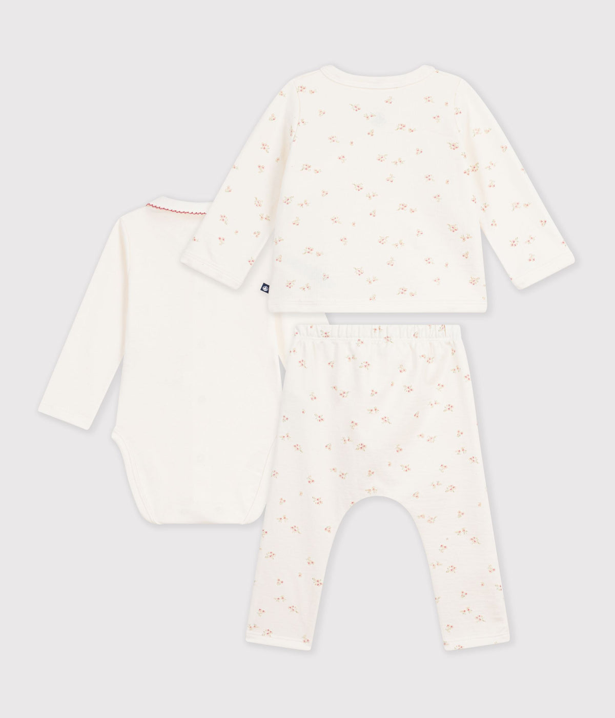 Baby cotton set with floral print collar