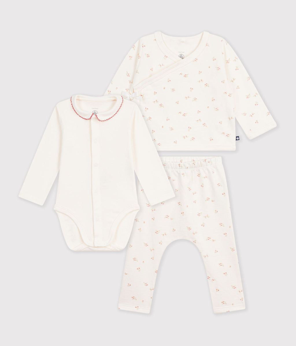 Baby cotton set with floral print collar
