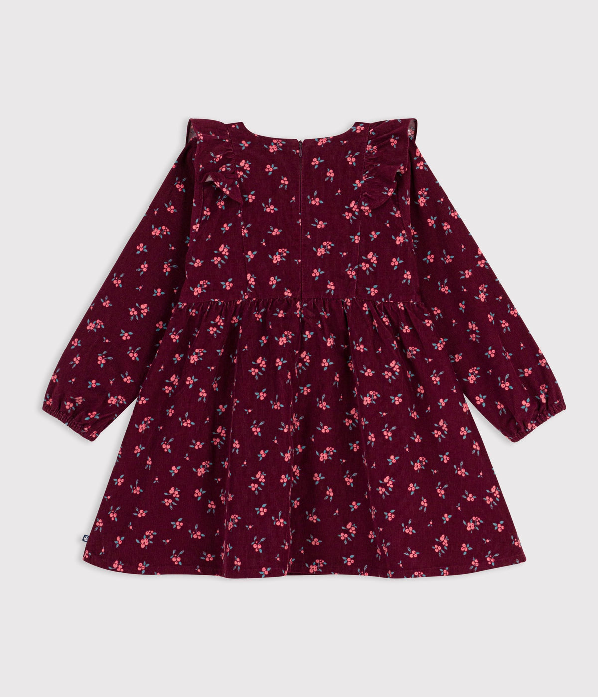 robe enfant en velours manches longues a fleurs