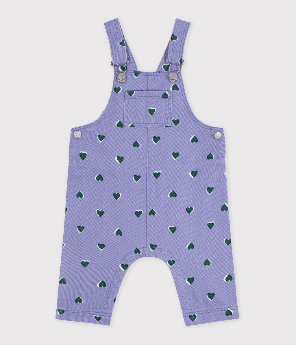 salopette bebe en serge jambes longues imprimee coeurs