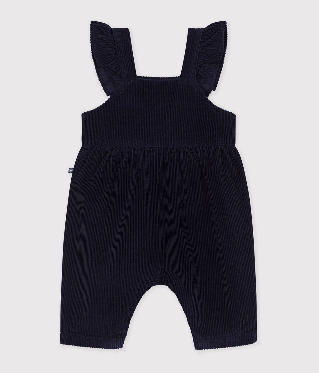 salopette bebe en velours jambes longues unie bleu marine
