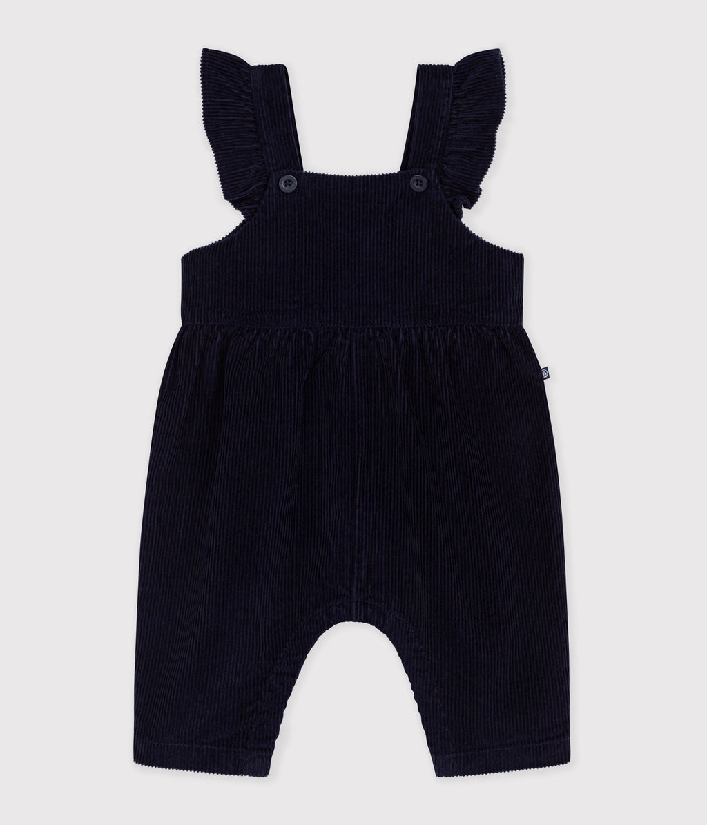 salopette bebe en velours jambes longues unie bleu marine