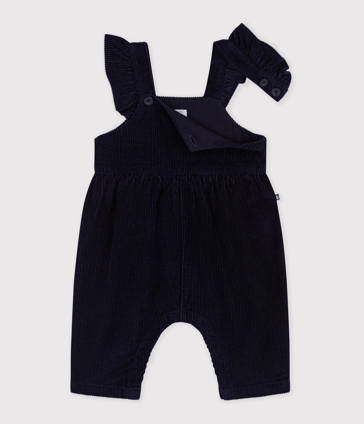 salopette bebe en velours jambes longues unie bleu marine