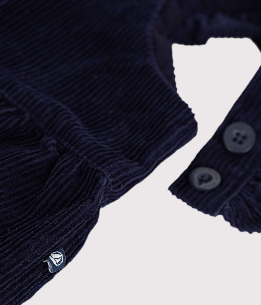 salopette bebe en velours jambes longues unie bleu marine