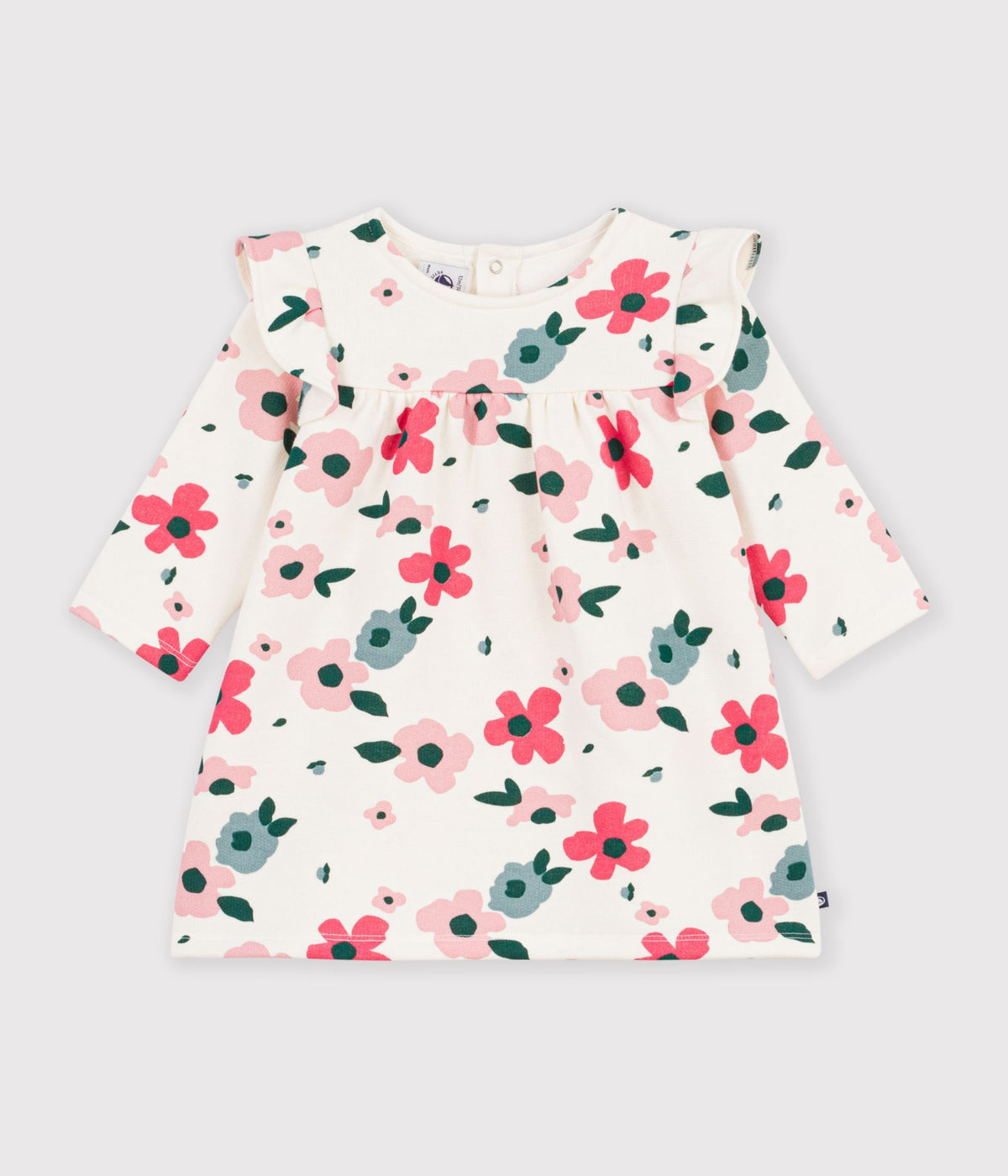 robe bebe en coton manches longues imprimee a fleurs