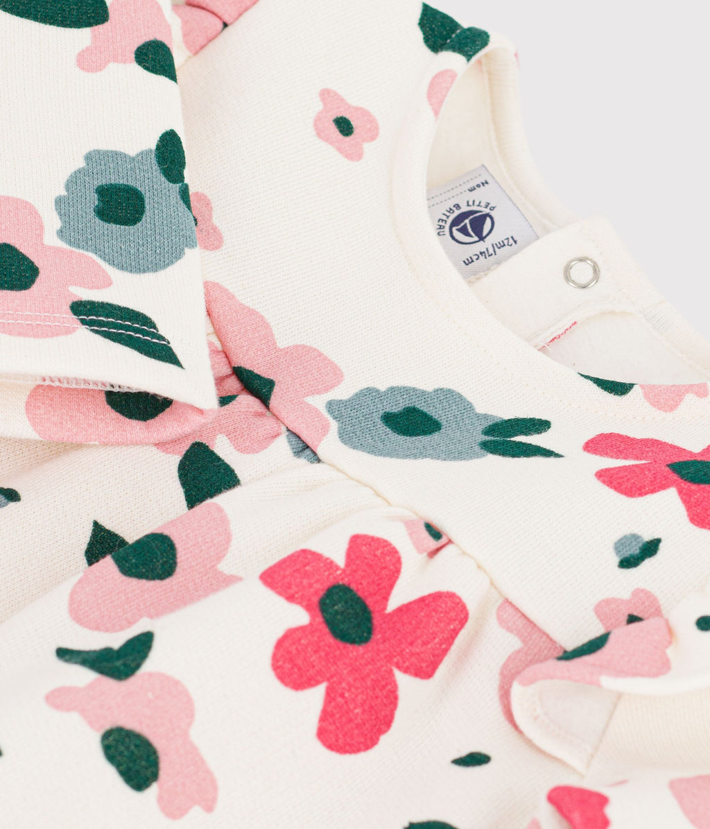 robe bebe en coton manches longues imprimee a fleurs