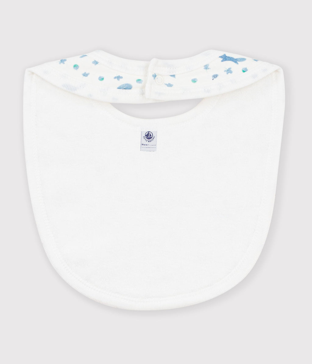bavoir bebe en coton imprime blanc